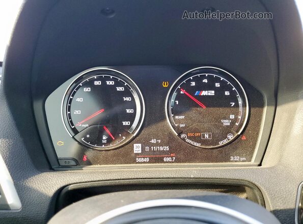 WBS2U7C00L7D83995 2020 BMW M2 White Vista del cuadro de instrumentos