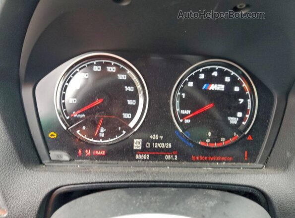 WBS2U7C51KVB09324 2019 BMW M2 Черный Вид щитка приборов