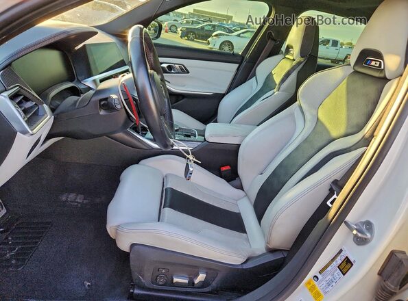 WBS33AY06MFL12818 2021 BMW M3 Gray Front interior view