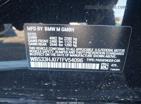 WBS33HJ07TFV54096 2026 BMW M3 Black Widok komory silnika