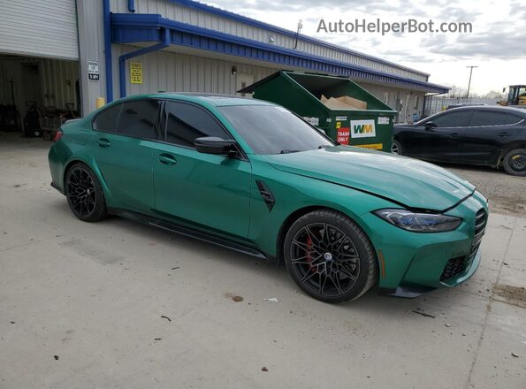 WBS43AY01NFN09319 2022 BMW M3 Зеленый Передняя правая четверть