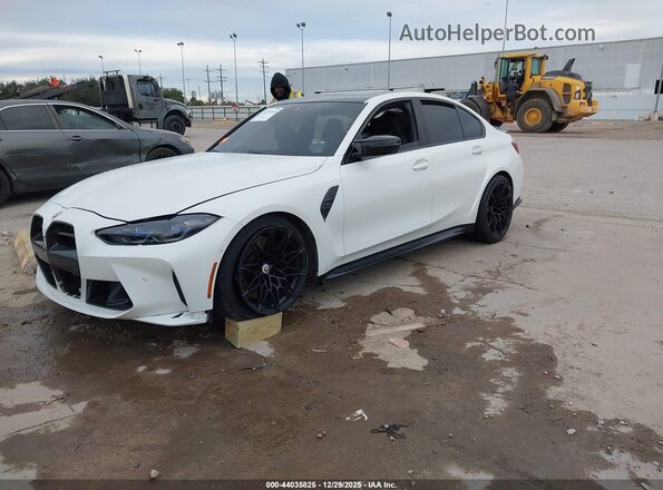 WBS43AY05NFN03636 2022 BMW M3 White Առջևի ձախ երեք քառորդ տեսարան