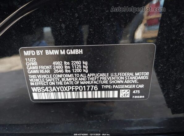 WBS43AY0XPFP01776 2023 BMW M3 Black Engine compartment view