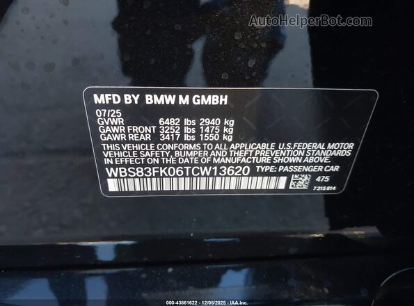 WBS83FK06TCW13620 2026 BMW M5 Black Engine compartment view