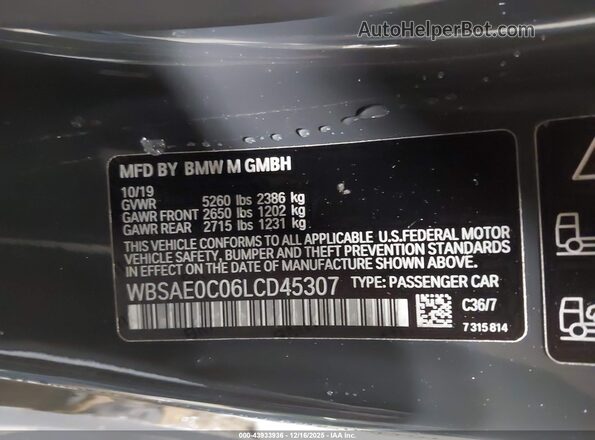 WBSAE0C06LCD45307 2020 BMW M8 Gray 