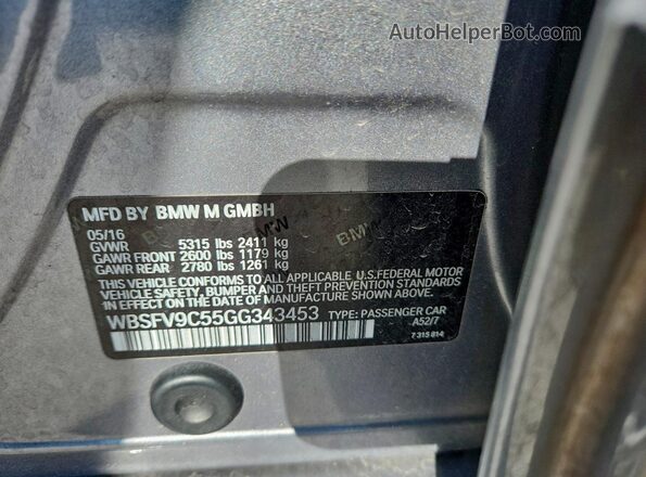 WBSFV9C55GG343453 2016 BMW M5 Gray ძრავის განყოფილების ხედი