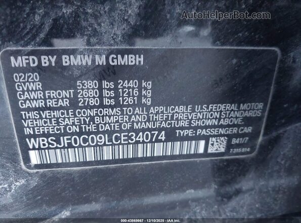 WBSJF0C09LCE34074 2020 BMW M5 Черный Вид подкапотного пространства