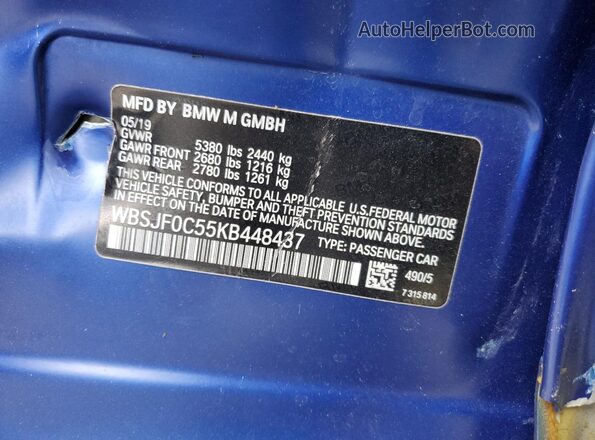 WBSJF0C55KB448437 2019 BMW M5 Blue Widok komory silnika