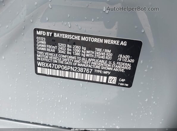 WBX47DP06PN238767 2023 BMW X3 Blue ძრავის განყოფილების ხედი