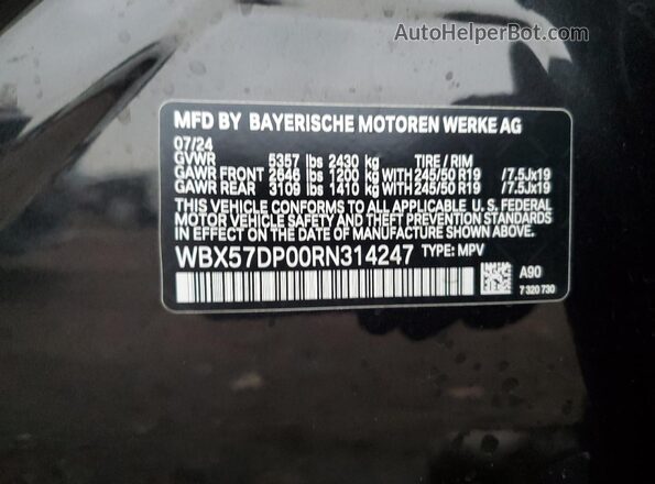 WBX57DP00RN314247 2024 BMW X3 Black Vista del compartimento del motor
