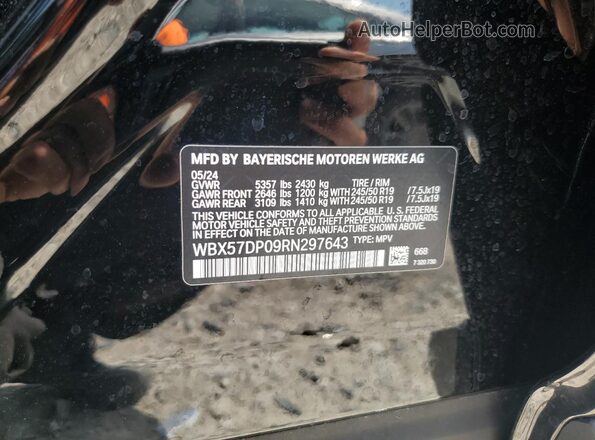 WBX57DP09RN297643 2024 BMW X3 Black VIN sticker view