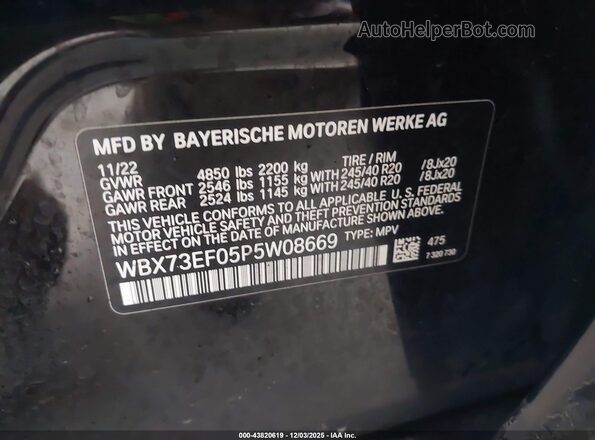 WBX73EF05P5W08669 2023 BMW X1 Black 