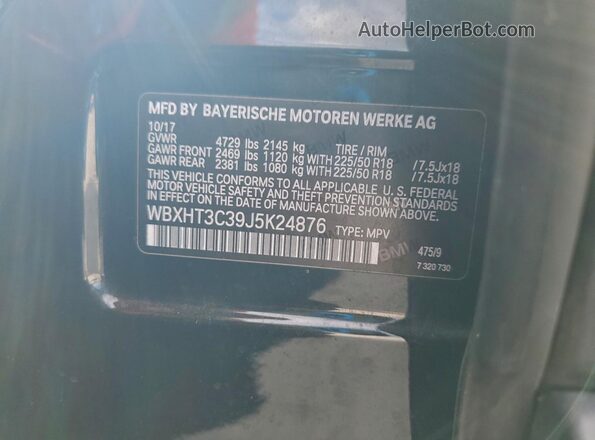 WBXHT3C39J5K24876 2018 BMW X1 Blue 