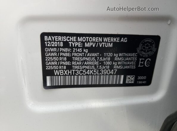 WBXHT3C54K5L39047 2019 BMW X1 White Շարժիչի բաժամունքի տեսք