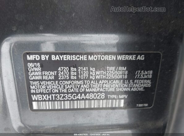 WBXHT3Z35G4A48028 2016 BMW X1 Pewter Widok komory silnika