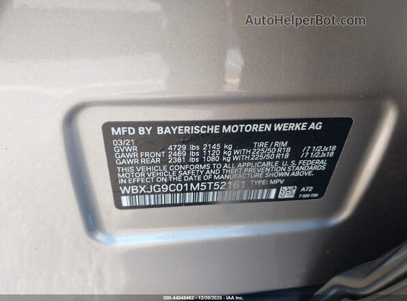 WBXJG9C01M5T52161 2021 BMW X1 Серый Вид подкапотного пространства