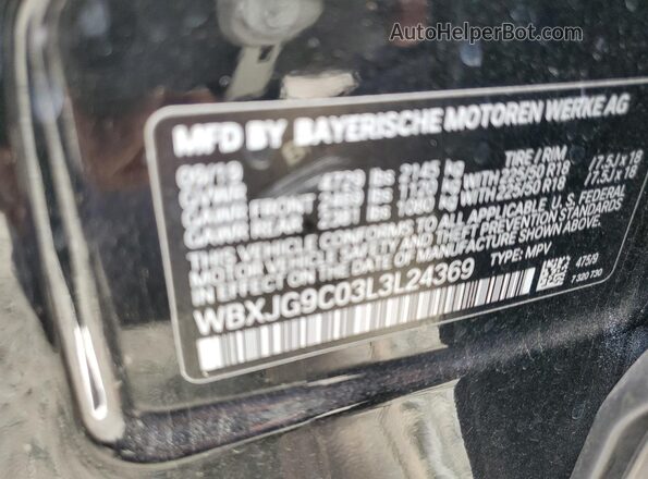 WBXJG9C03L3L24369 2020 BMW X1 Black VIN sticker view