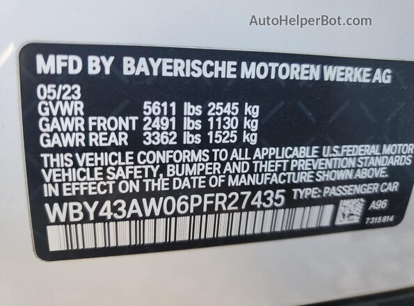 WBY43AW06PFR27435 2023 BMW I4 White ძრავის განყოფილების ხედი