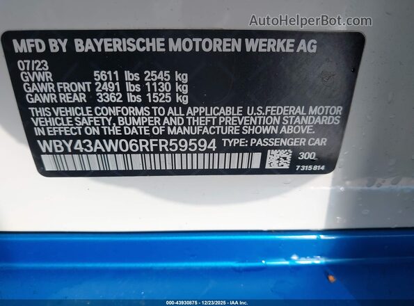 WBY43AW06RFR59594 2024 BMW I4 White Widok komory silnika