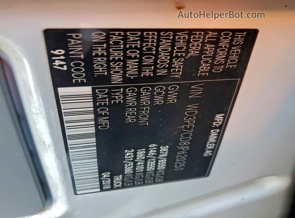 WD3PE7CD8JP620251 2018 MERCEDES-BENZ SPRINTER White 