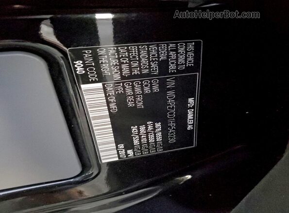 WD4PE7CD1HP543230 2017 MERCEDES-BENZ SPRINTER Black Widok wnętrza 360 stopni