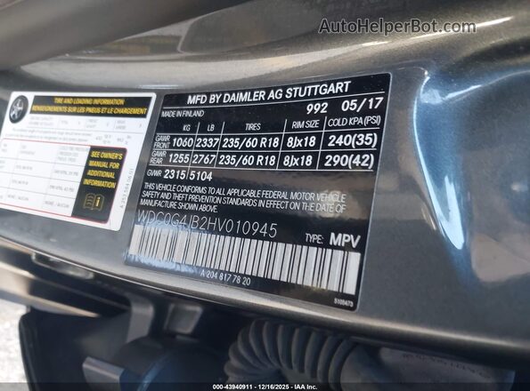 WDC0G4JB2HV010945 2017 MERCEDES-BENZ GLC 300 Gray 