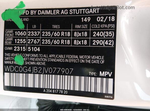 WDC0G4JB2JV077907 2018 MERCEDES-BENZ GLC 300 White Engine compartment view