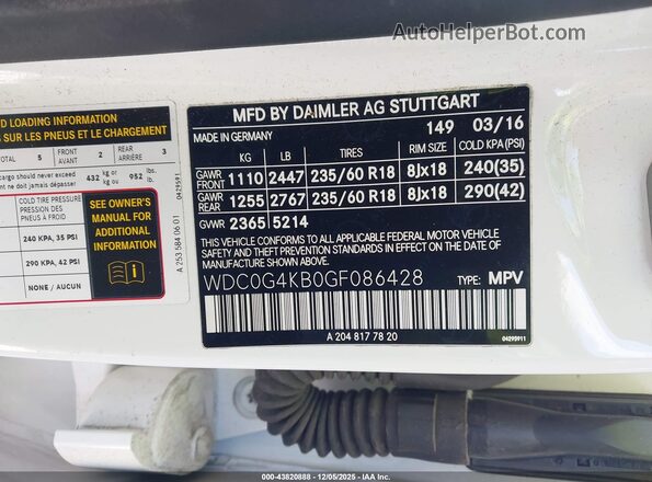 WDC0G4KB0GF086428 2016 MERCEDES-BENZ GLC 300 White ძრავის განყოფილების ხედი