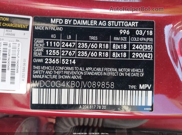 WDC0G4KB0JV089858 2018 MERCEDES-BENZ GLC 300 Red 