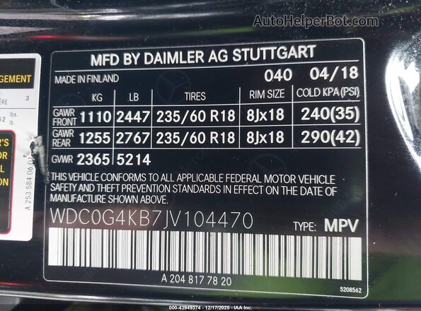 WDC0G4KB7JV104470 2018 MERCEDES-BENZ GLC 300 Black 