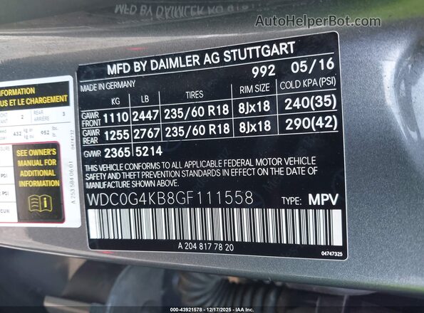 WDC0G4KB8GF111558 2016 MERCEDES-BENZ GLC 300 Gray Engine compartment view