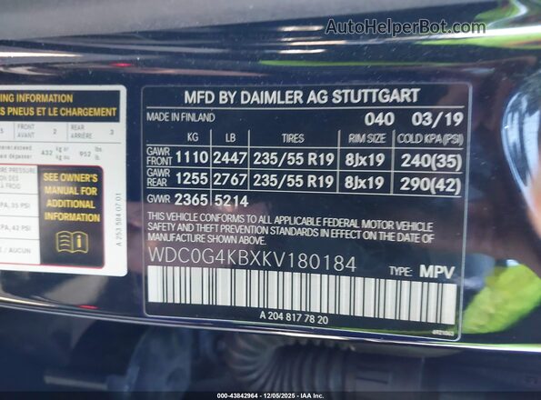 WDC0G4KBXKV180184 2019 MERCEDES-BENZ GLC 300 Black Вид підкапотного простору