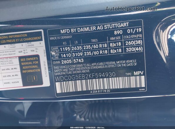WDC0G5EB2KF594930 2019 MERCEDES-BENZ GLC 350E Dark Blue Engine compartment view