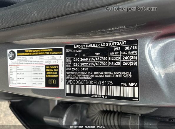 WDC0G6EB0KF518175 2019 MERCEDES-BENZ AMG GLC 43 Gray Vista del compartimento del motor