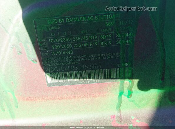 WDCTG4EB3JJ453464 2018 MERCEDES-BENZ GLA 250 Red Շարժիչի բաժամունքի տեսք