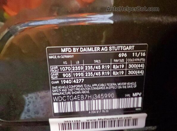 WDCTG4EB7HJ345990 2017 MERCEDES-BENZ GLA Black 