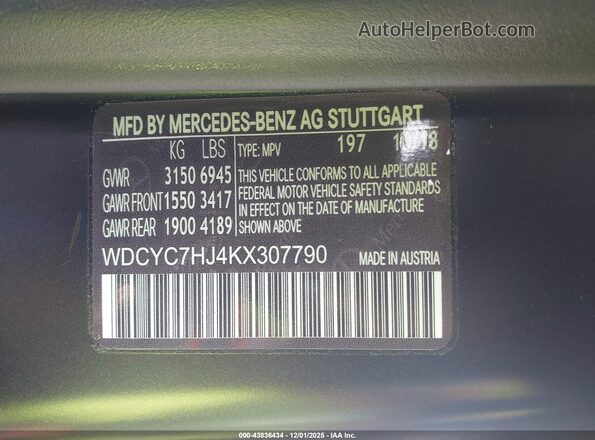 WDCYC7HJ4KX307790 2019 MERCEDES-BENZ AMG G 63 Black ძრავის განყოფილების ხედი