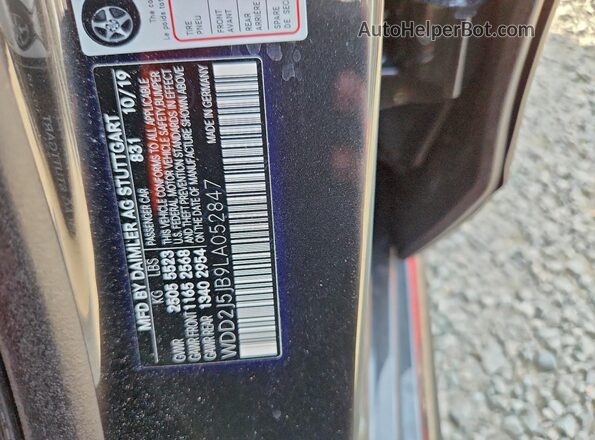 WDD2J5JB9LA052847 2020 MERCEDES-BENZ CLS-CLASS Gray VIN sticker view