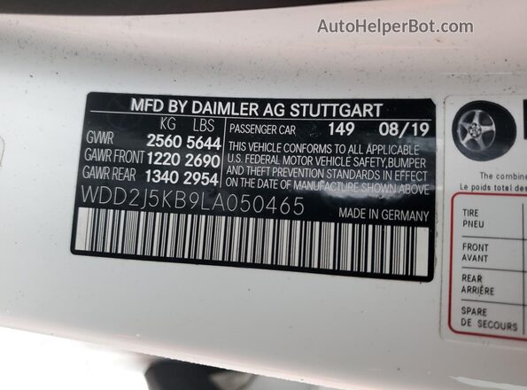 WDD2J5KB9LA050465 2020 MERCEDES-BENZ CLS-CLASS White ძრავის განყოფილების ხედი