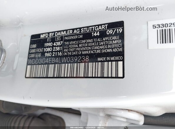 WDD3G4EB4LW039238 2020 MERCEDES-BENZ A 220 White ძრავის განყოფილების ხედი