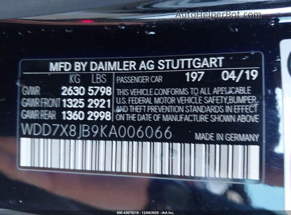 WDD7X8JB9KA006066 2019 MERCEDES-BENZ AMG GT 63 4-DOOR COUPE Black Widok komory silnika