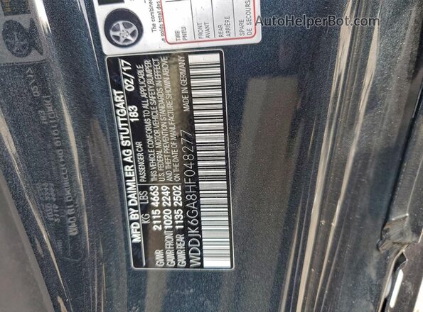 WDDJK6GA8HF048277 2017 MERCEDES-BENZ SL Black VIN კოდის სტიკერის ხედი
