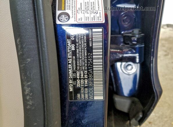WDDLJ6FB8GA175452 2016 MERCEDES-BENZ CLS-CLASS Blue Vista de la etiqueta del VIN