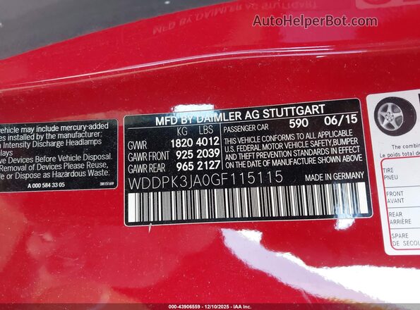 WDDPK3JA0GF115115 2016 MERCEDES-BENZ SLK 300 Red Շարժիչի բաժամունքի տեսք