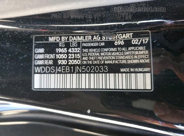 WDDSJ4EB1JN502033 2018 MERCEDES-BENZ CLA-CLASS Black Widok komory silnika