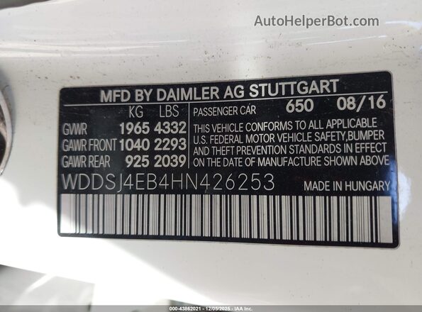 WDDSJ4EB4HN426253 2017 MERCEDES-BENZ CLA 250 White 