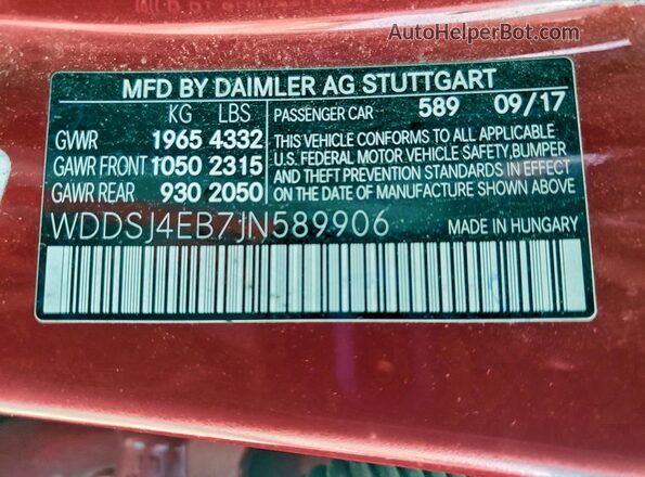 WDDSJ4EB7JN589906 2018 MERCEDES-BENZ CLA-CLASS Red 