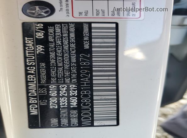 WDDUG8CB1HA291872 2017 MERCEDES-BENZ S White VIN sticker view