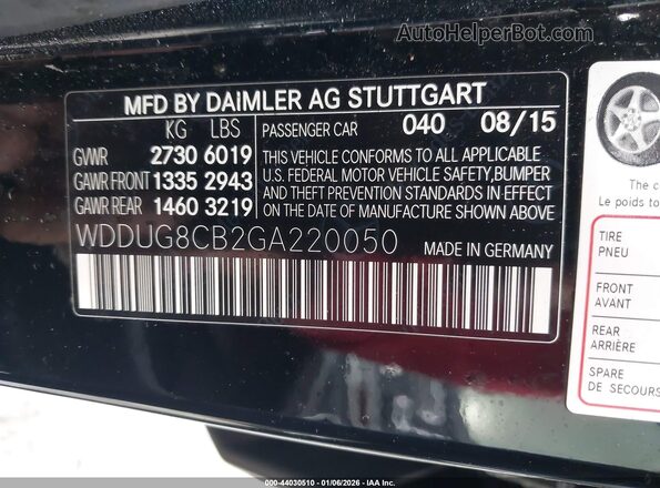 WDDUG8CB2GA220050 2016 MERCEDES-BENZ S-CLASS Black Engine compartment view