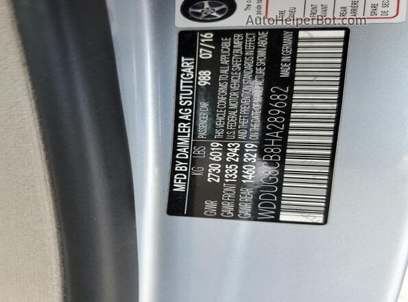 WDDUG8CB8HA289682 2017 MERCEDES-BENZ S Silver Widok naklejki z numerem VIN